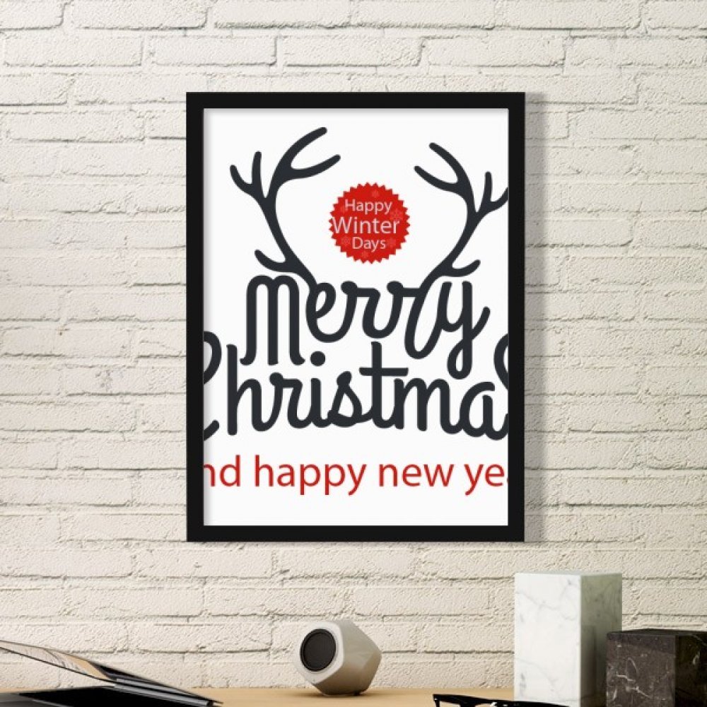 Art prints de Noël élan motif Bonne année cadre photo noir stickers muraux