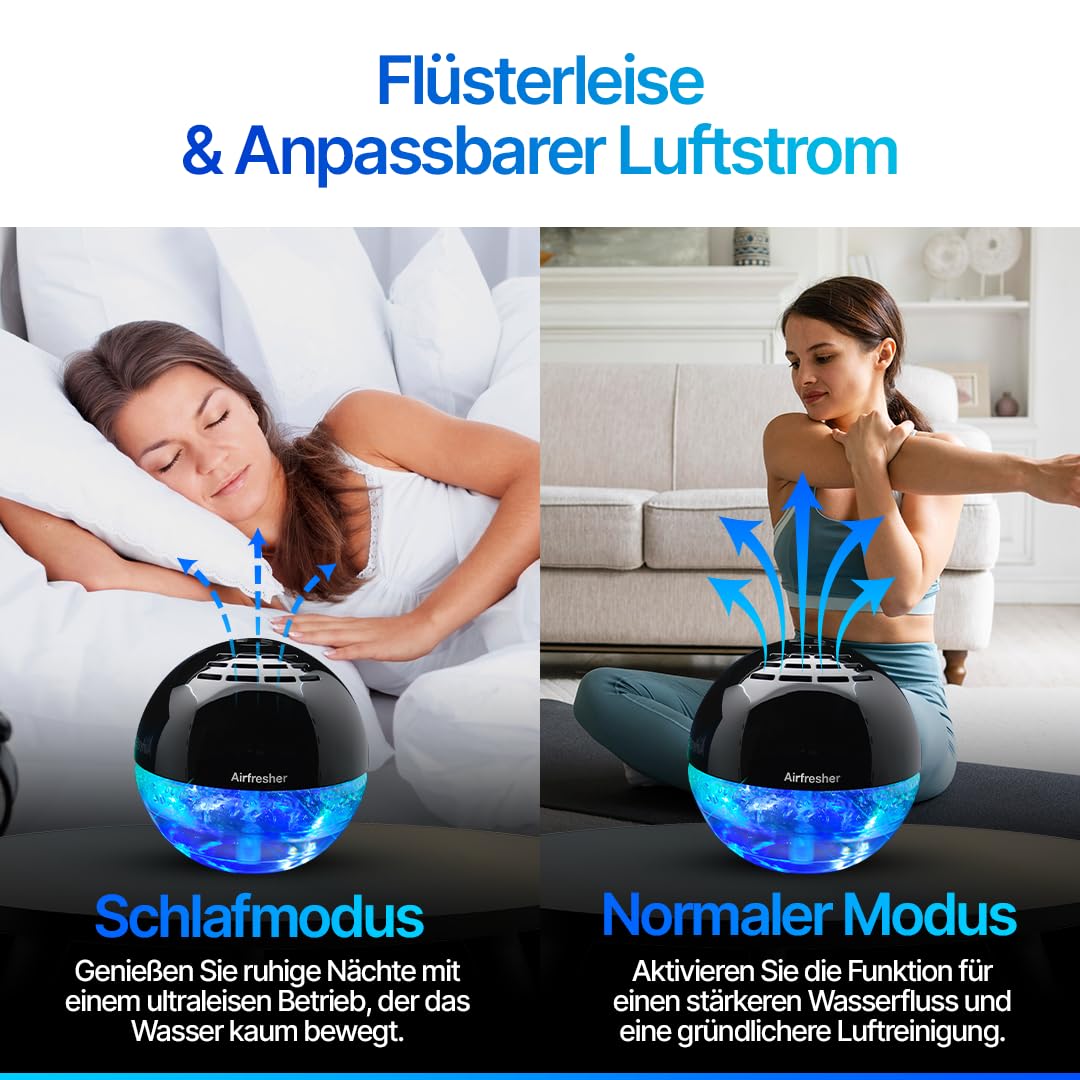 Aspira Home Lufterfrischer mit Ionisator – Duftzerstäuber & Airfresher Bowl inkl. 250 ml Aloe-Vera-Duft – Ohne Farbstoffe – Für frische Raumluft