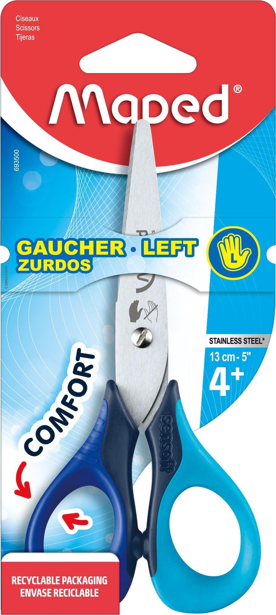 MAPED Ciseaux scolaires Sensoft 3D GAUCHER 130 mm coloris assorti