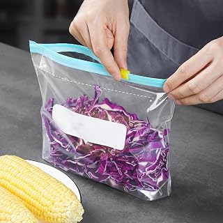 10PCS Reusable Food Storage Containers with Zip Seal – PEVA Freezer-Safe Containers for Kitchen, Meal Prep & Travel – Dishwasher Friendly, 26.5x32cm