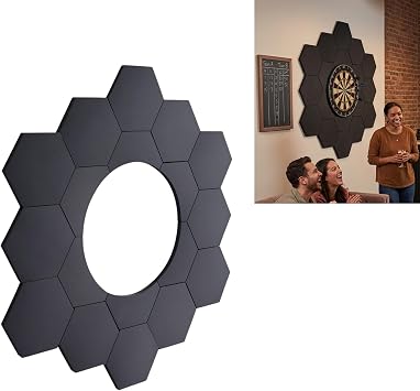 Self-Adhesive Dart Board Wall Protectors, 18 PCS Hexagonal Dartboard Surround Ring, 41x38in Dart Board Backing, High-Density EVA Foam Wall Pad for Clubs, Bars & Home Game Room