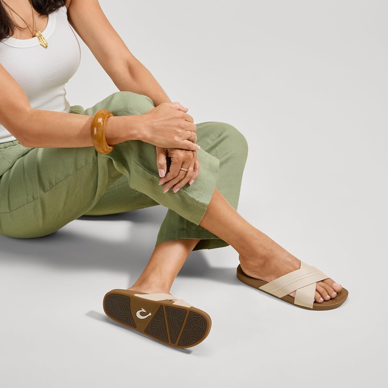 OLUKAI Kipe'a Olu Women's Slide Sandal, Premium Leather, Relaxed & Dressy Design For Any Occasion, All-Day Comfort & Fit - Image 2