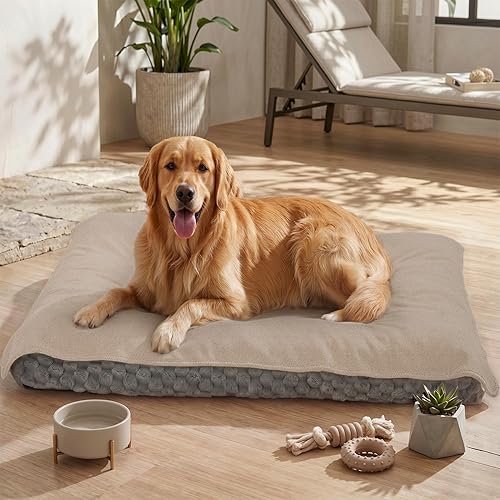 MontVoo Washable Dog Bed Cover, Absorbent Quick Dry Pet Bed Sheet, Easy Hair Removal Couch Covers for Dogs/Cats, 14x20 Inches, Waterproof PU Backing Dog Bed Mat for Car Seat, Crate, Cover Only, Beige