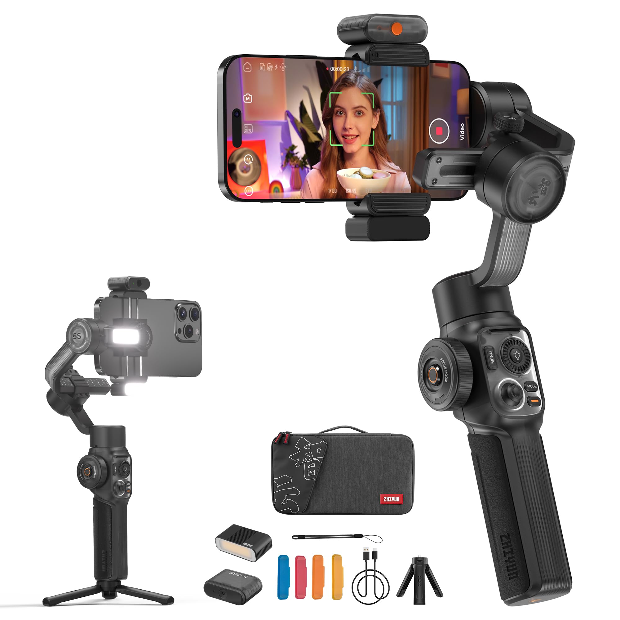 ZHIYUN Smooth-5S AI Pro[Oficial] Estabilizador Smartphone, Handy