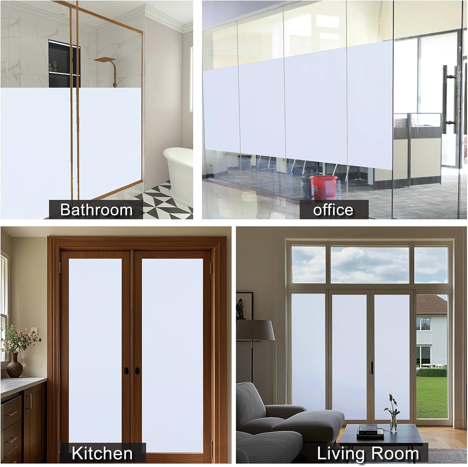 Blackout Window Privacy Film,Thickened Total Blackout Window Film, Sun Heat Blocking Privacy Cover for Glass, Removable Opaque Sun Blocking Heat Control Room Home Day Sleep Light Blocker White 60x10M