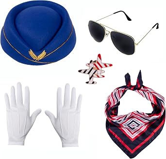 Adult Flight Attendant Costume Accessories Stewardess Costume Set