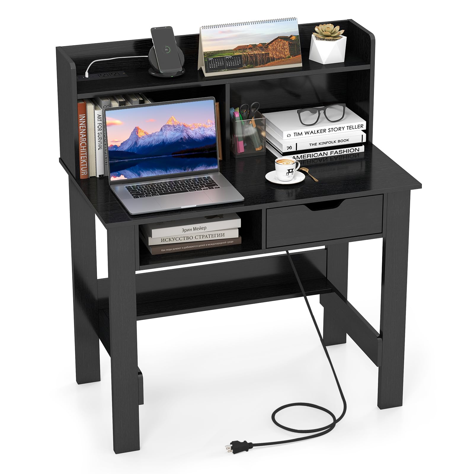 Amazon.com: Giantex Computer Desk with Hutch, Home Office Desk with ...