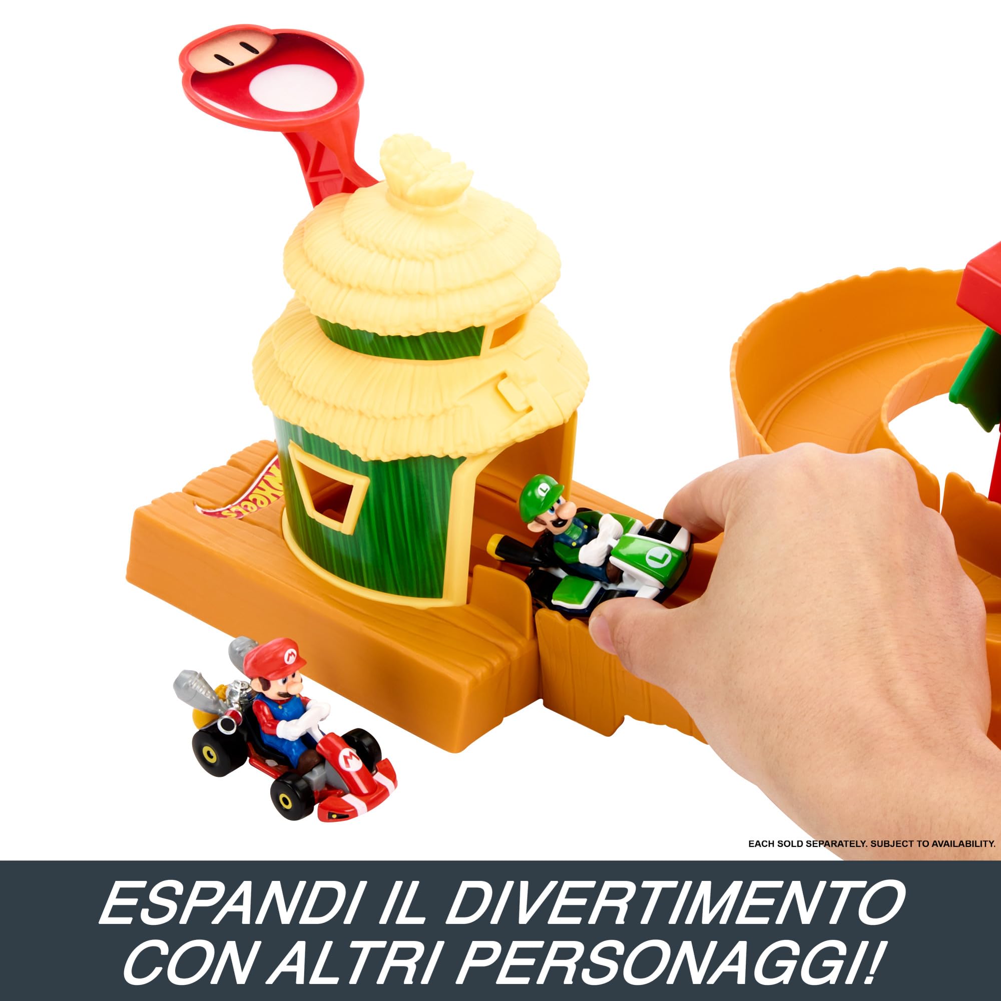 Hot Wheels Super Mario Bros - Corsa nella Giungla di Kong, playset ispirato al film con macchinina die-cast di Mario inclusa, pista con loop e salto su cascata, giocattolo per bambini, 5+ anni, HMK49