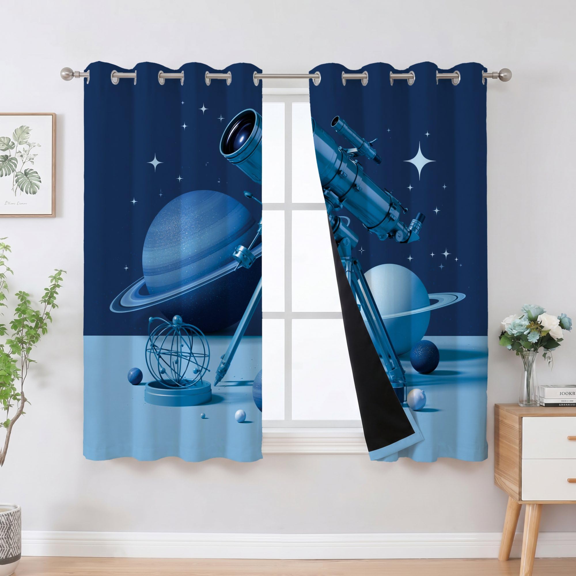 Nieprzezroczyste zasłony z nadrukiem, wys. 225 x szer. 140 cm (2 sztuki)