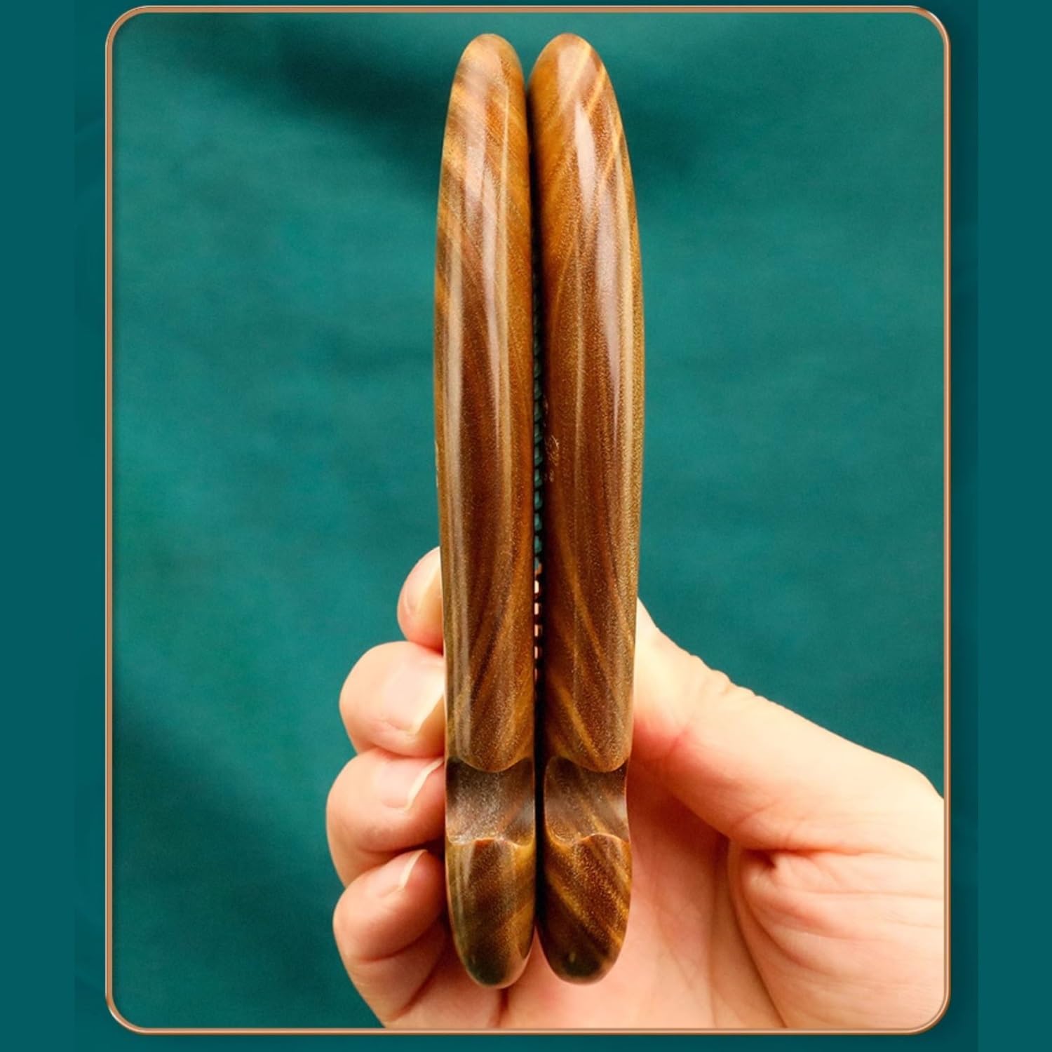 Peine portátil para el Cabello, Peine de Madera de sándalo Verde de Dientes Finos antiestático, peines de Madera Hechos a Mano para desenredar el Cabello (CA)