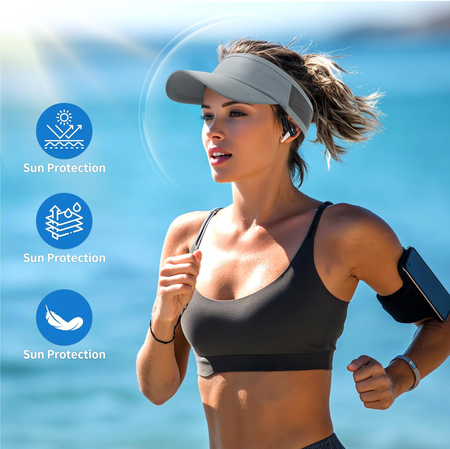 HH HOFNEN Sports Sun Visor Cooling Lightweight Stretchy Packable Running Golf Visor Hat for Men Women - Image 2