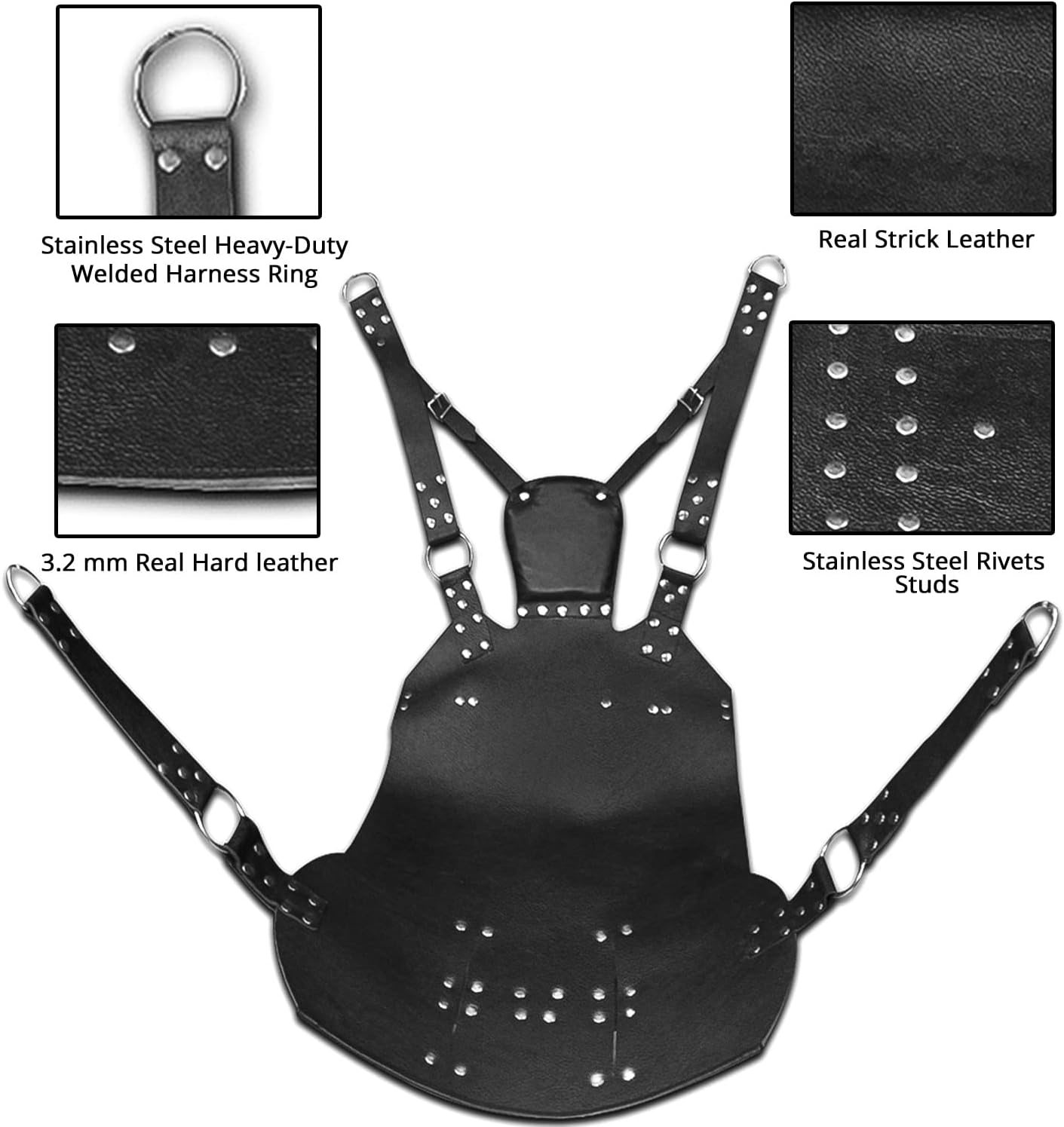 Real Black Leather Heavy Duty Adult Sex Sling Swing with Stirrups mountable(Swing-09)
