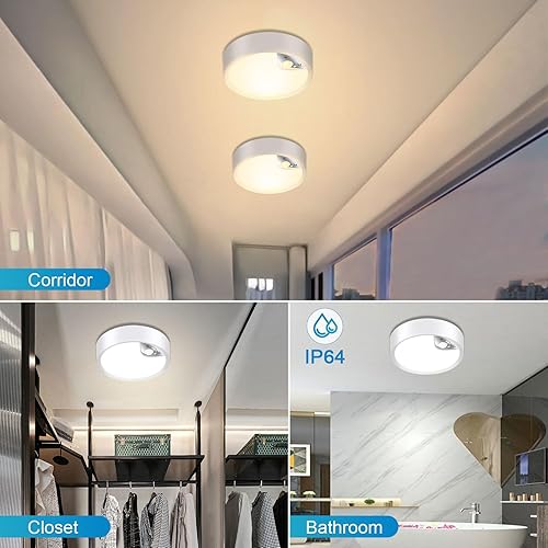 Miniatura 6 de Lightess Lámpara de techo recargable con sensor de movimiento con control remoto, luz de techo LED que funciona con pilas, luz moderna regulable
