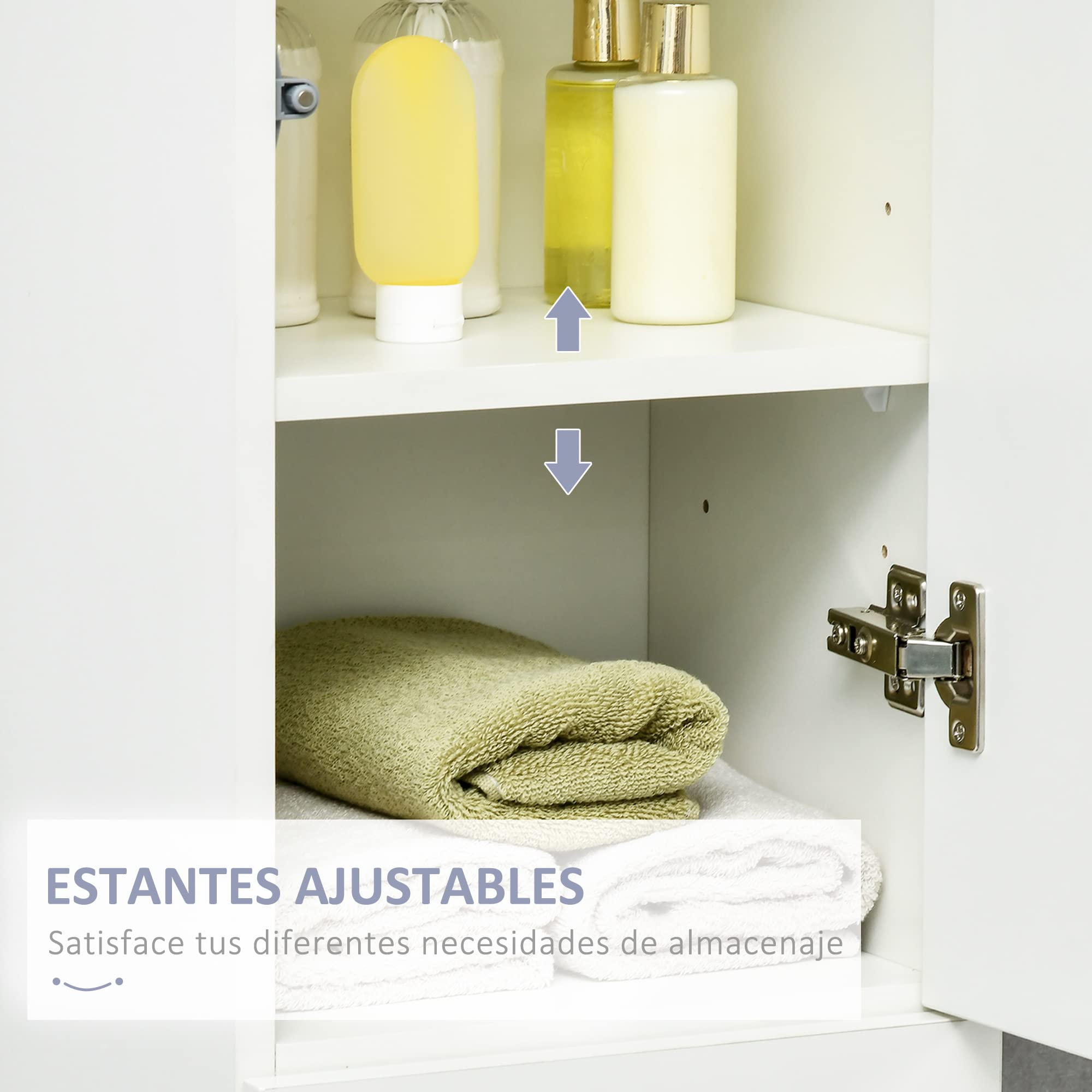kleankin Armario Alto de Baño 1 Cajón Moderno 30x28x170 cm Blanco Brillo | 5 Estantes Abiertos, Columna Auxiliar de Baño,para Salón Aseo Dormitorio