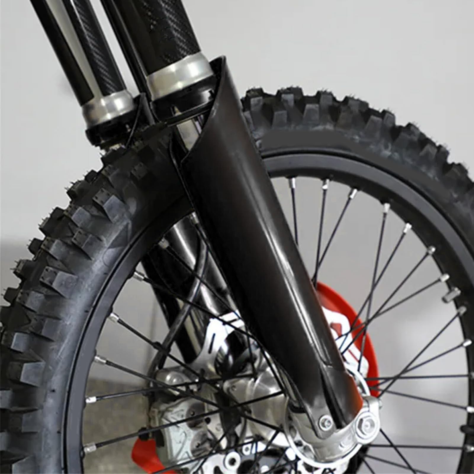 PolyGen Set di 2 coperture per tubo forcella anteriore con struttura in ABS, una protezione per ammortizzatore per EXC-500 / SX- 2015-2021, parti di manutenzione moto (Nera)