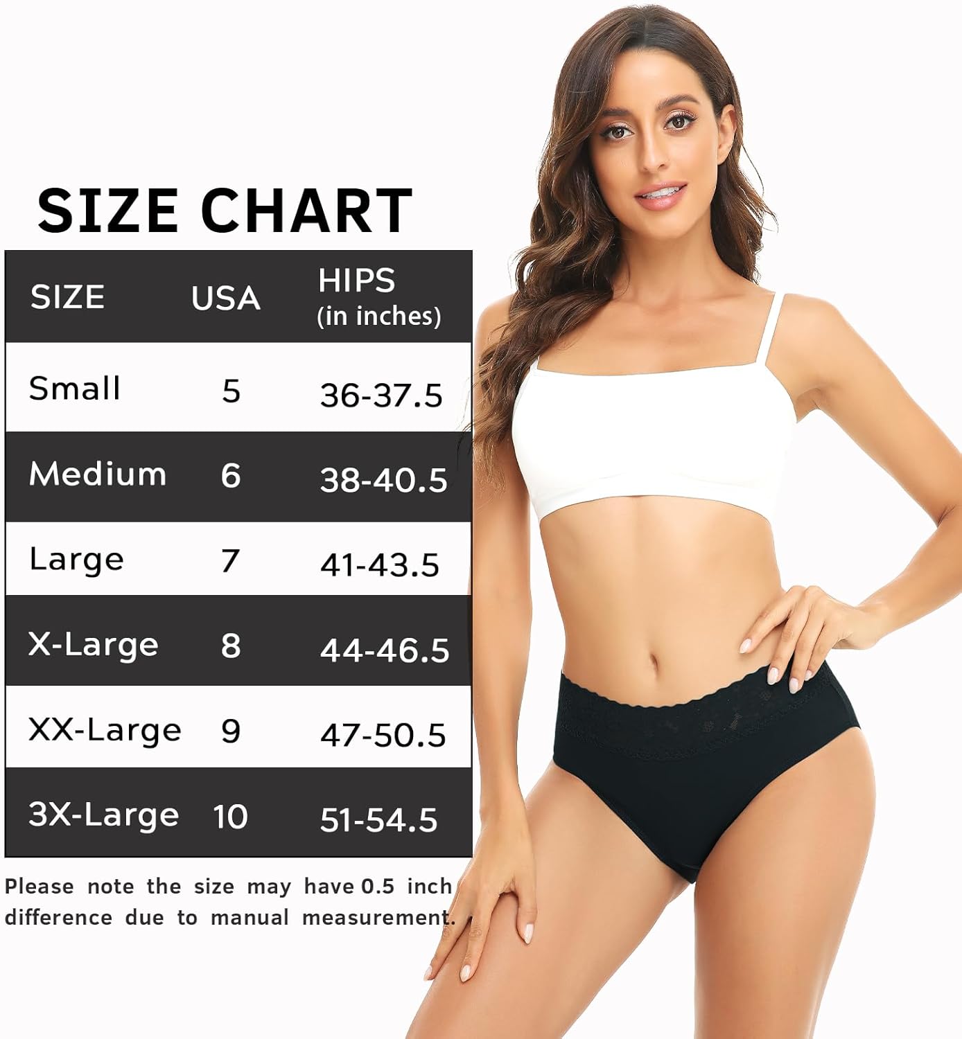 RHYFF Womens Underwear Cotton Bikini Panties Lace Soft Hipster Panty Ladies Stretch Full Briefs 5 Pack - Image 6