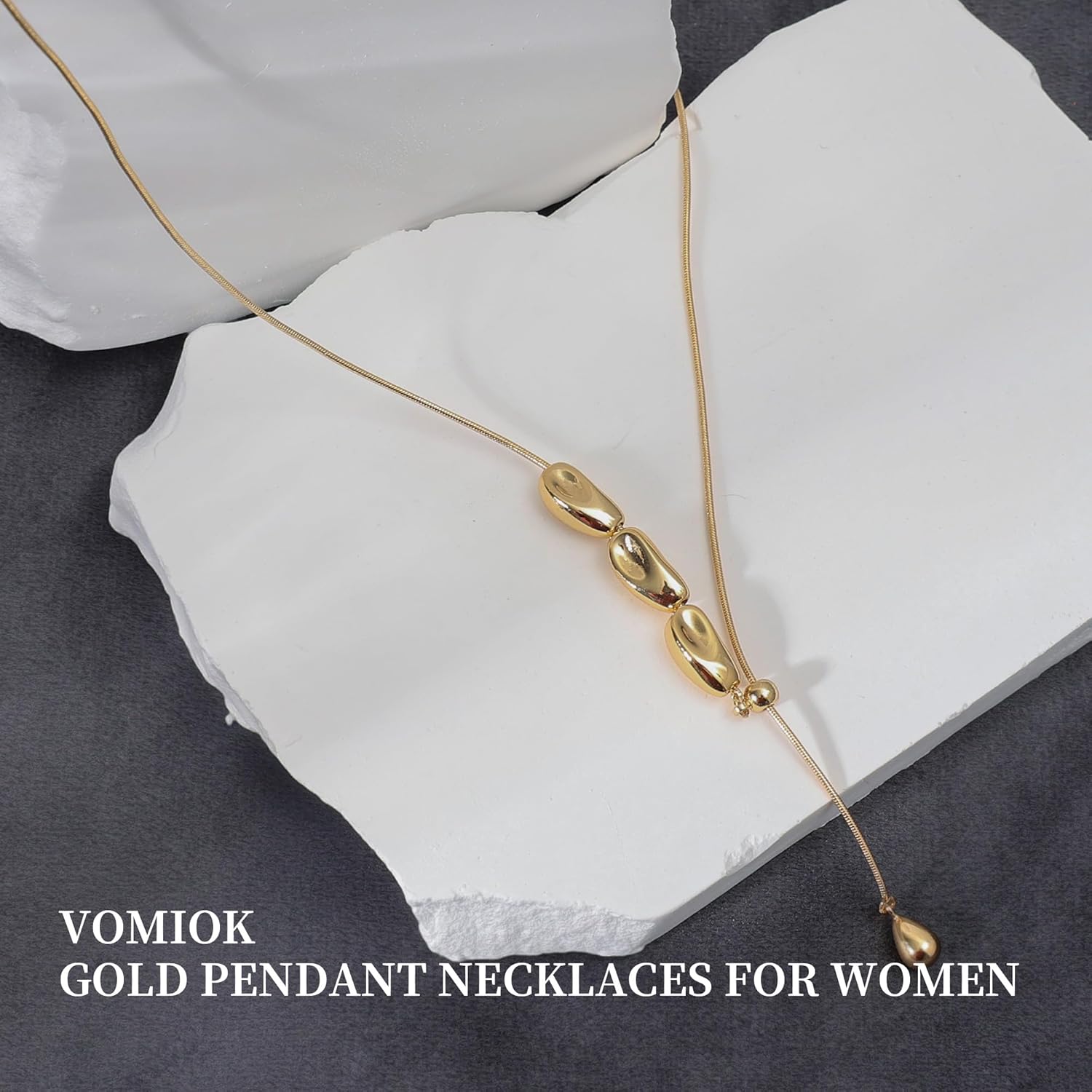 Pendant Necklaces for Women, Dainty Teardrop Necklace for Women with Adjustable Chain, 18K Plated Non Tarnish Simple Necklace, Trendy Long Pendant Necklace Jewelry for Women Gifts - Image 4