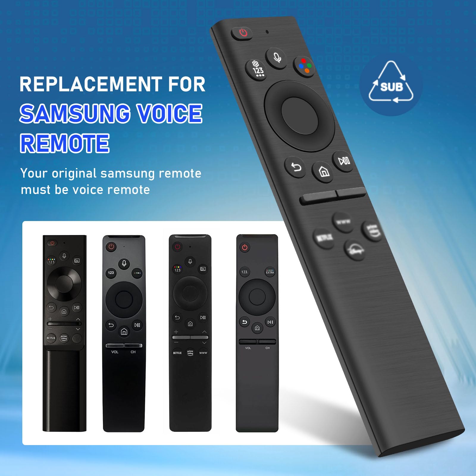 BN59-01385A Telecomando di Ricambio per Samsung, Telecomando Vocale di Ricarica Solare per Samsung Smart TV, universale per Telecomandi TV per Samsung, Compatibile con 2021-2022 Smart TV