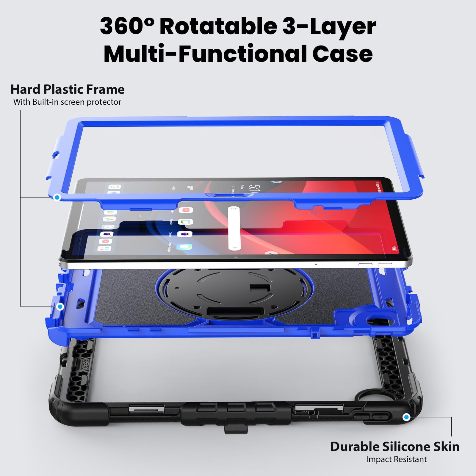 Custodia protettiva per tablet PC compatibile con Lenovo Tab M11 TB-330FU/Lenovo Xiaoxin Pad 2024 TB-331FC Custodia in TPU resistente e antiurto, custodia protettiva W Protezione dello schermo 380