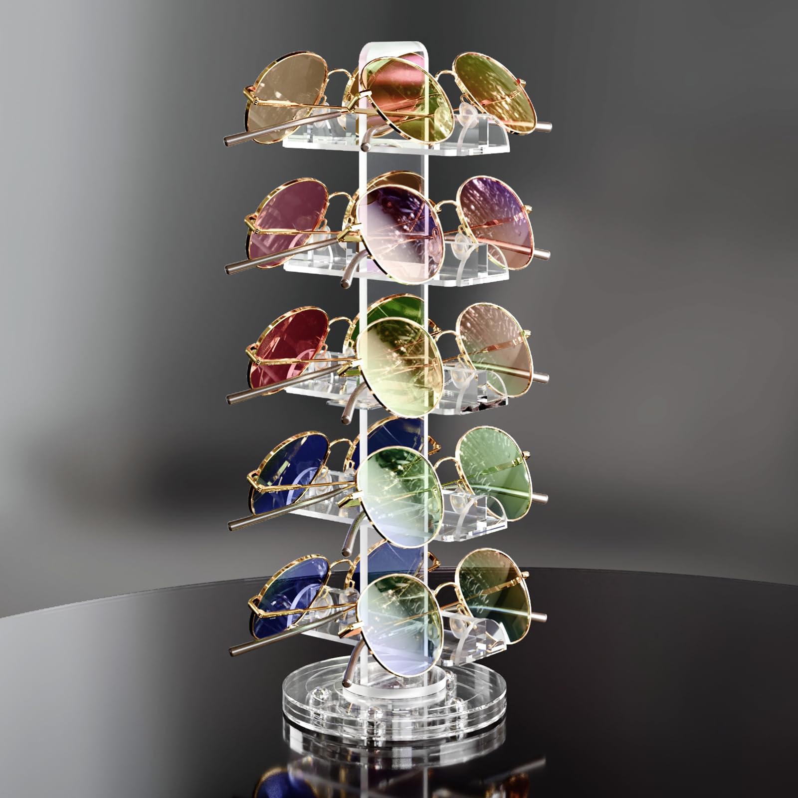 NiHome Présentoir rotatif pour lunettes en acrylique transparent