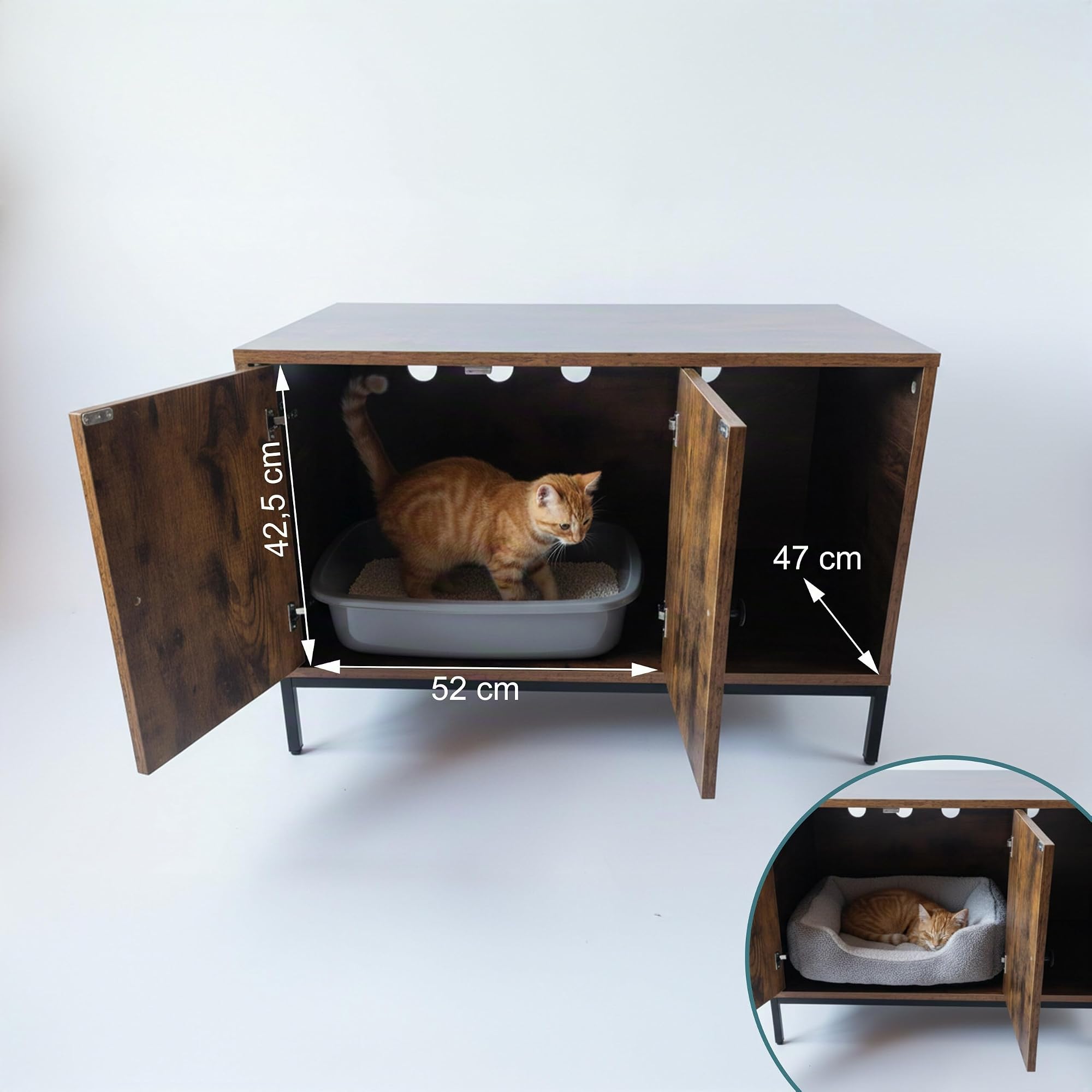 Relaxdays Armadio per lettiera, Ingresso e Tappetino, HBT: 55x80x50 cm