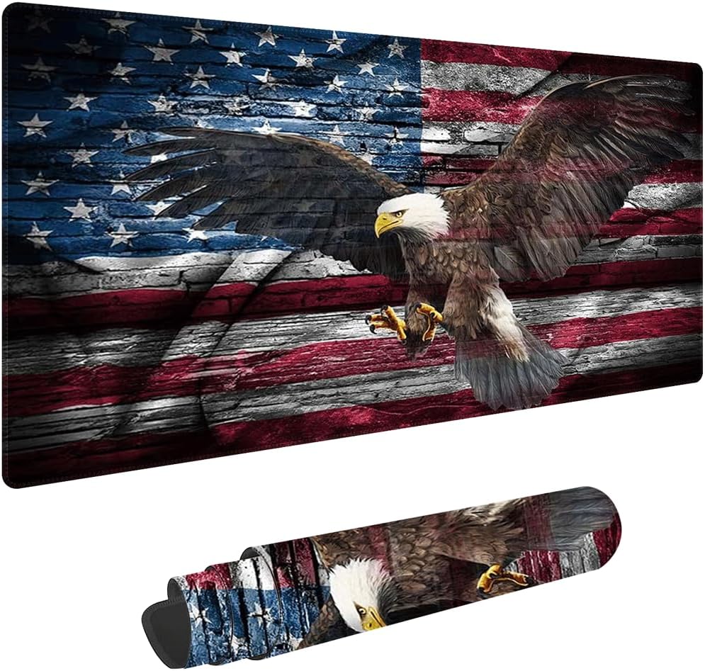 American Flag And Eagle Non-Slip Rubber Large Mouse Pad Large Gaming Mouse Pad Xxl Extended Mouse Stitched Edges Non Slip Base Water Resist Pad Desk Mat 35 4x15 7inch American Flag And Eagle Non-Slip Rubber Large Mouse Pad Large Gaming Mouse Pad Xxl Extended Mouse Stitched Edges Non Slip Base Water Resist Pad Desk Mat 35 4x15 7inch