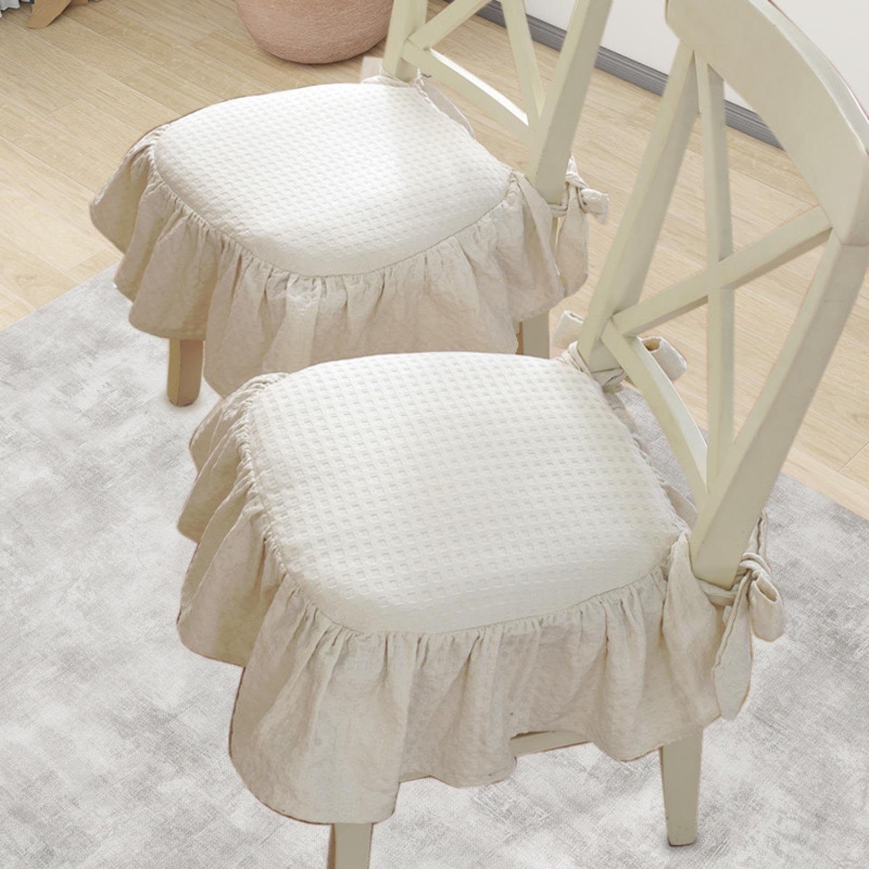 Chaise de salle a manger galette antiderapante a attaches coussin rembourre