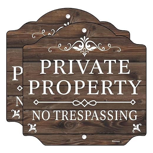 (2 Pack) Large Private Property No Trespassing Sign, Metal Rust Free Aluminum, Reflective, Outdoor Weatherproof, Easy to Install, 12x12 inches