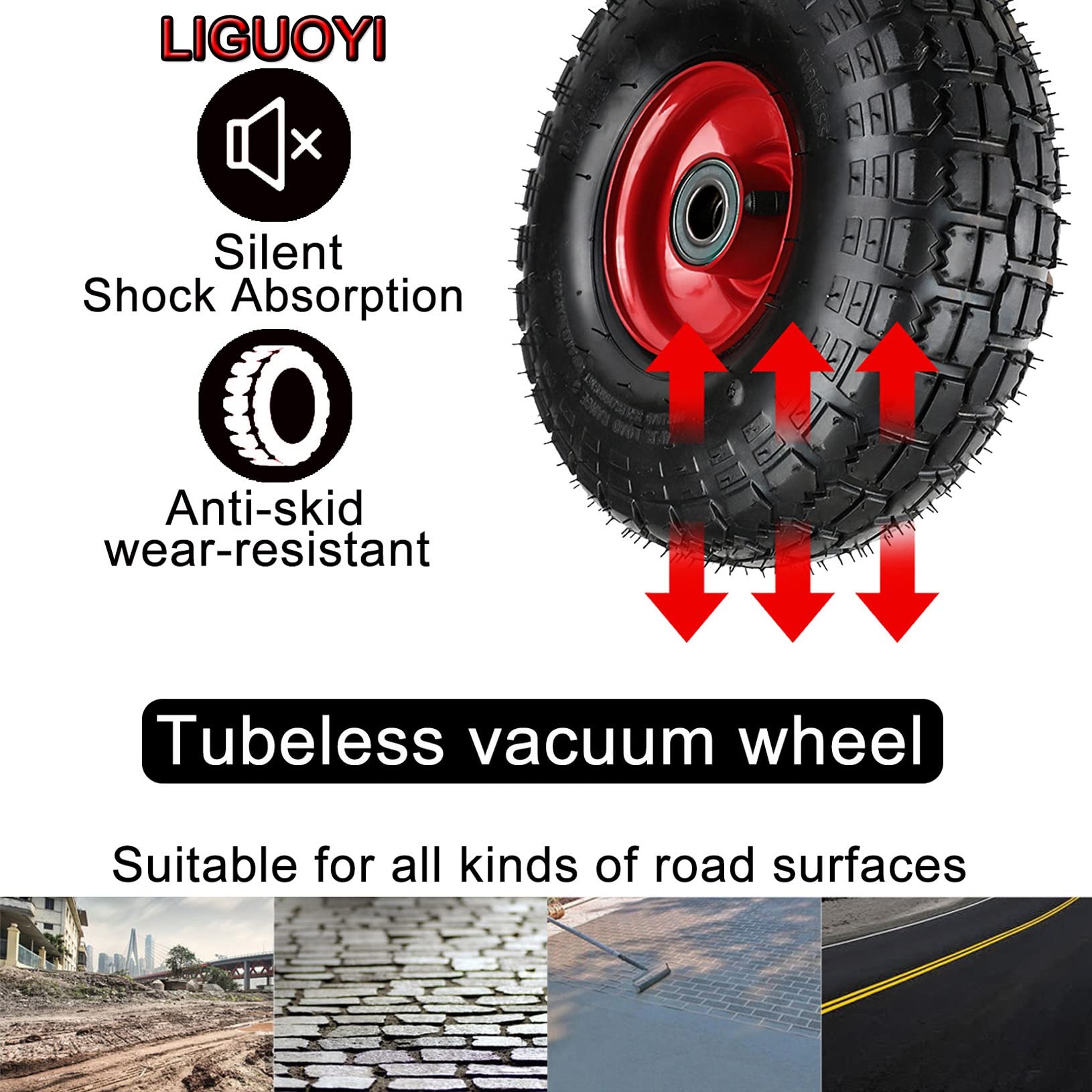 LIGUOYI 2 Piezas Ruedas De Alta Resistencia 200mm 250mm Rueda De Goma De Vacío Ruedas ​de Carretilla con Rodamientos Rígidos De Bolas Buje De Una Sola Pieza Capacidad De 300KG para Carro Móvil