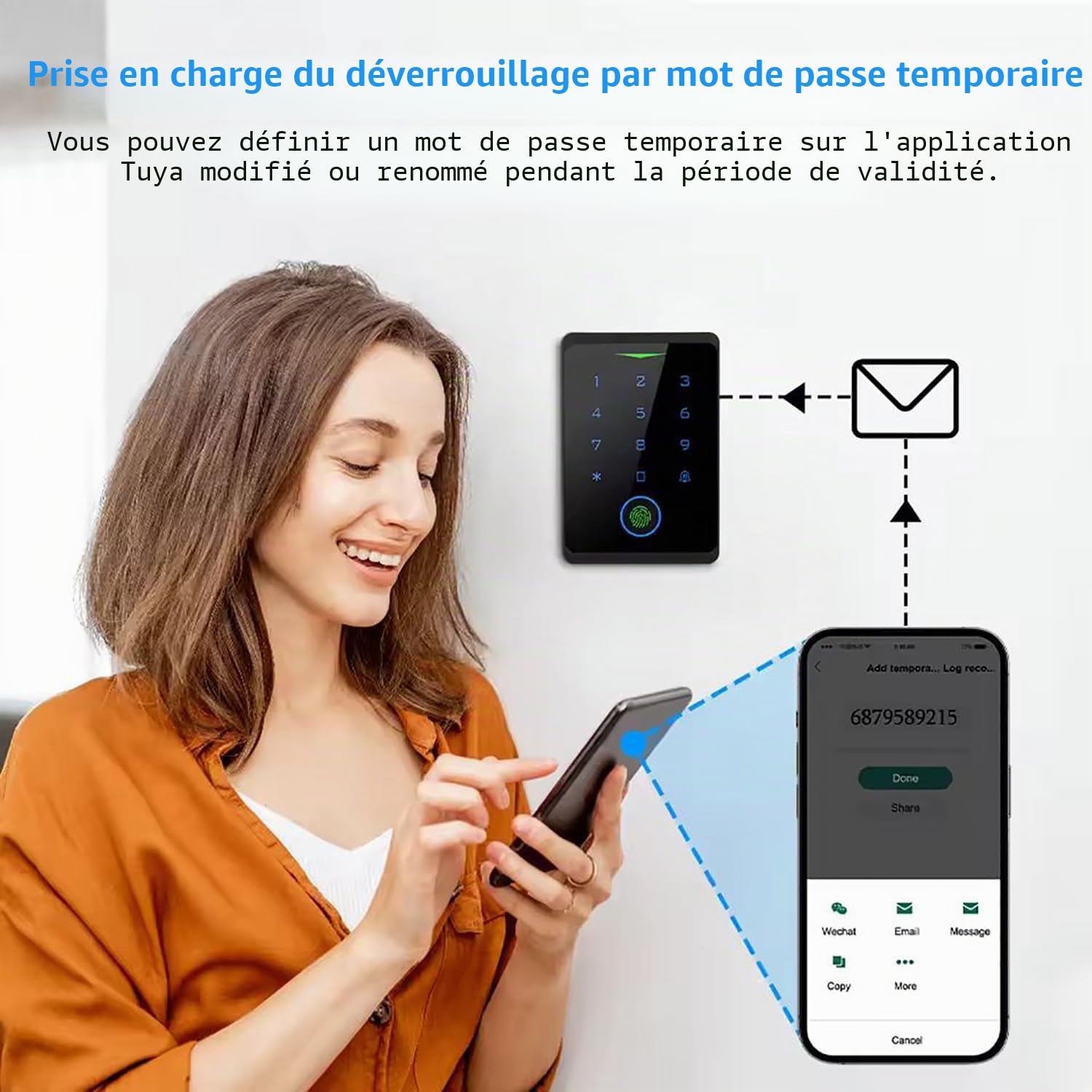 Serrure Connectée Porte D'entrée, Kit Système de Contrôle d'Accès, WiFi Tuya Télécommande D'accès IP68 Étanche à l'eau avec RFID, D'empreintes, APP pour Système de Contrôle D'accès Ouvre