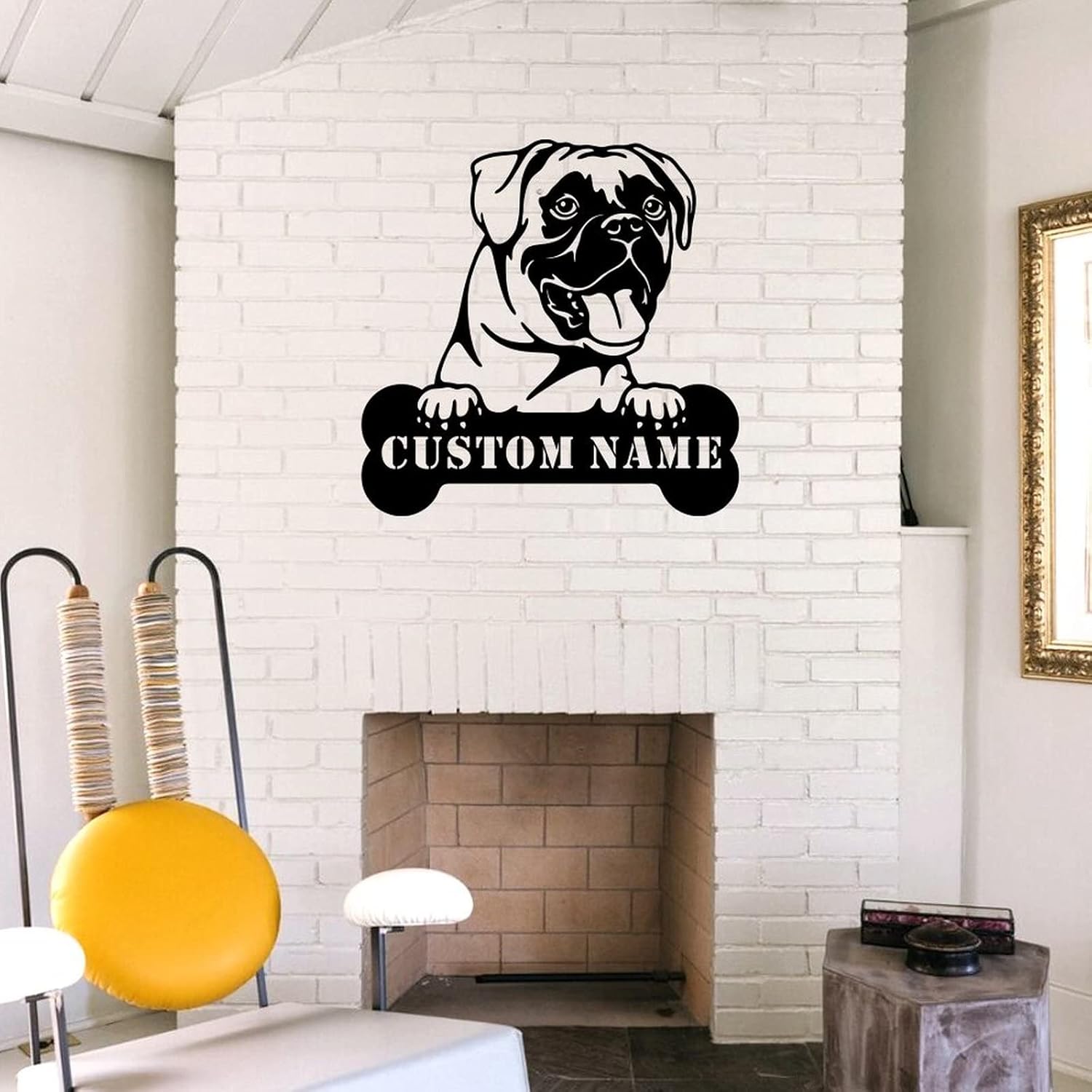 SILYHEART Custom Boxer Metal Wall Art Boxer Name Sign Custom Pet Name Sign Boxer Lover Sign Dog Mom Gift Personalized Dog Plaque Metal Wall Art Pet House Decor Housewarming Gift 18in