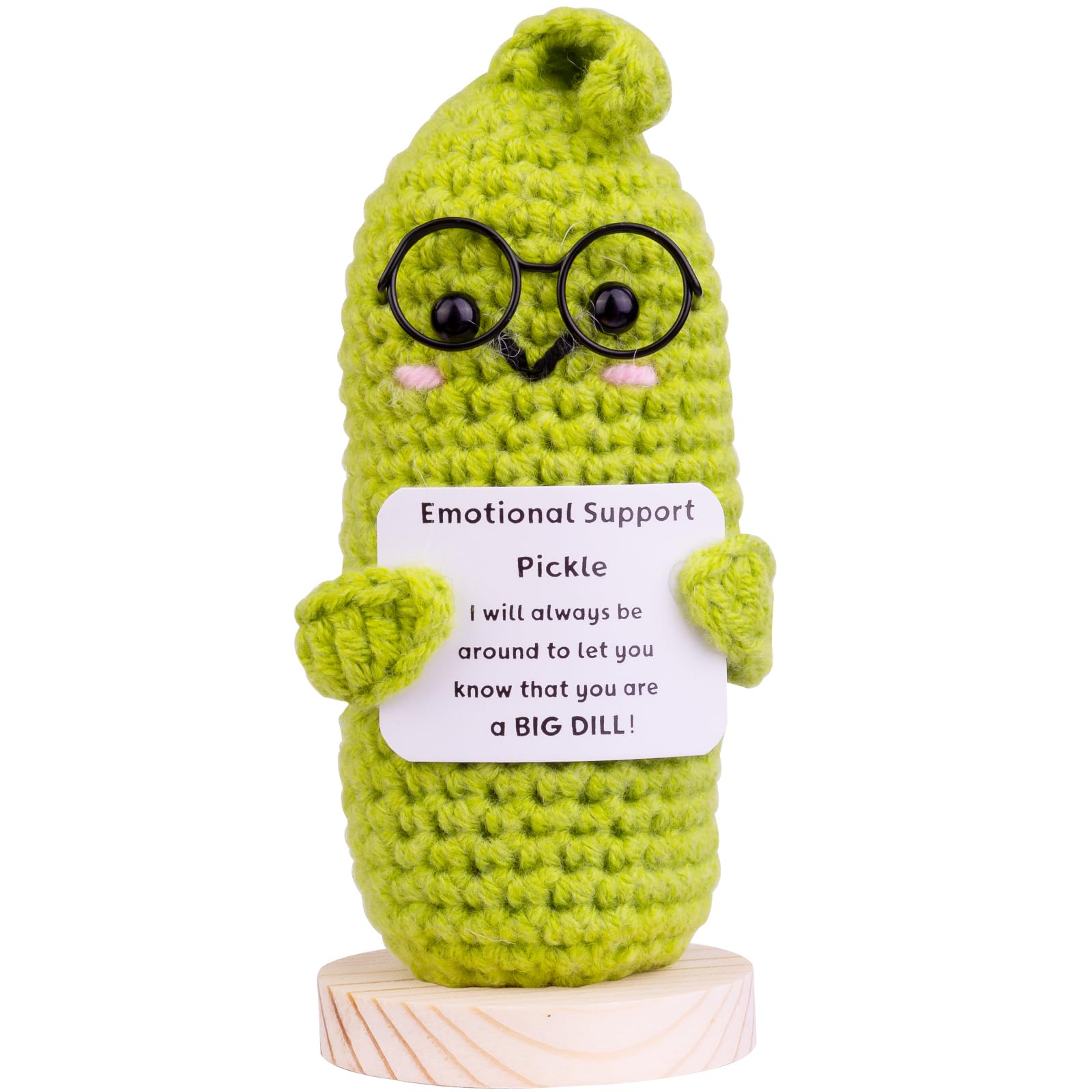 MuMyer Handmade Emotional Support Pickle Crochet Gift, Funny Knitted Wool Cucumber Inspirational Gifts with Cards for Friend Birthday Mothers Day