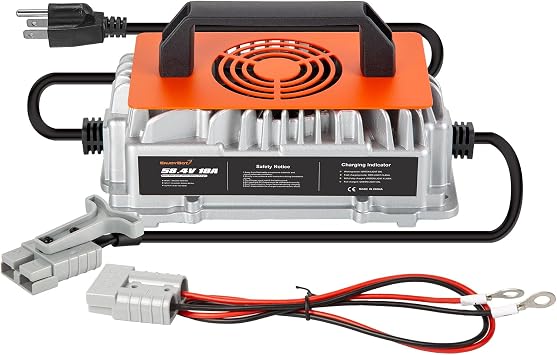 Enjoybot 58.4V 18A LiFePO4 Lithium Battery Charger with 0V Smart Charge Function, Mountable and IP65 Waterproof AC-DC Smart Charger for 48V LiFePO4 Lithium Golf Cart Battery