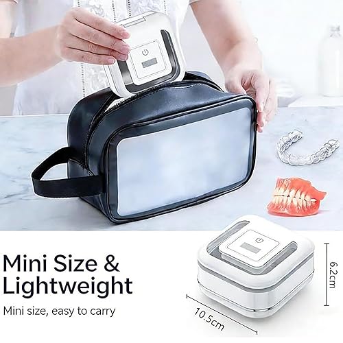 Miniatura 7 de Estuche de limpieza ultrasónico de dentadura UV 2026, máquina limpiadora ultrasónica de retenedores mejorada, máquina limpiadora de retenedores para