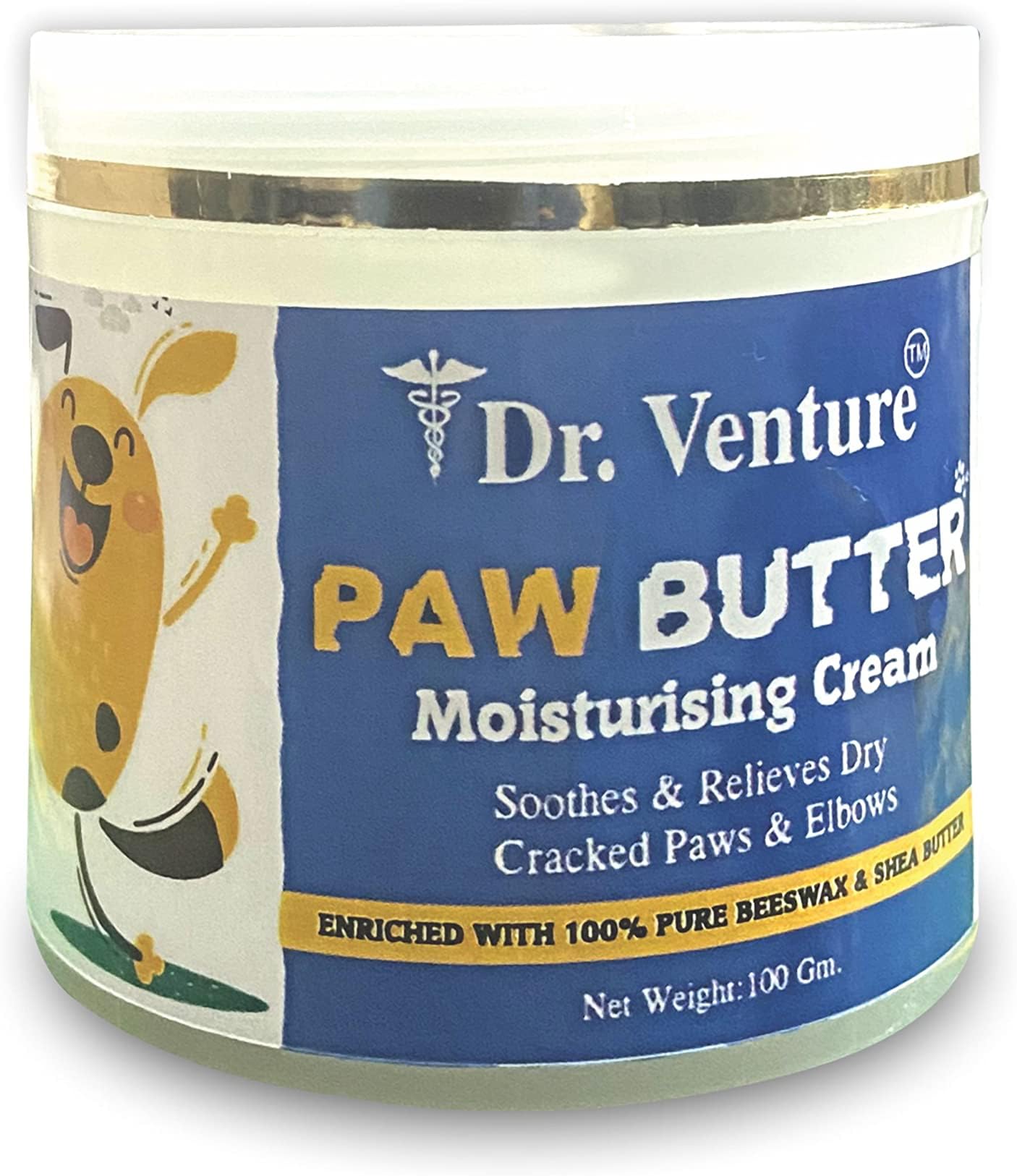 Paw Butter Moisturising Cream For Pets Like Dogs And Cats For Cracked,Dry And Chapped Paws And Elbows Enriched With Pure Beeswax And Shea Butter(100Gm)