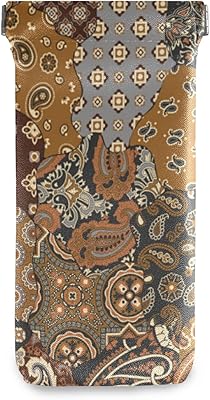 susiyo Geometric Patchwork Retro Glasses Case Portable Microfiber PU Leather Soft Sunglasses Bag Eyeglasses Pouch Holder Squeeze Top for Women Men