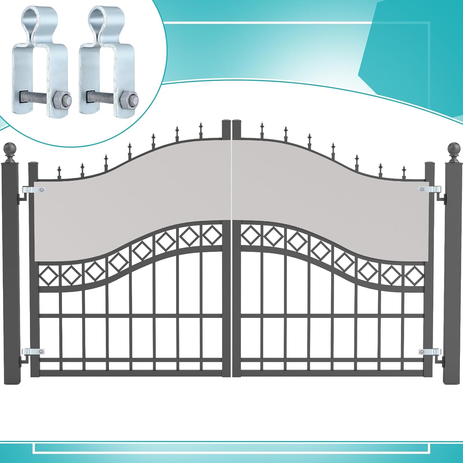 Dansydaisy 4 Pcs 2'' x 2'' Square Post Female Hinges 5/8'' Pintle Square Chain Link Fence Gate Post Galvanized Steel Hinge with Bolts and Nuts for Repairing and Replacing Fence Gate