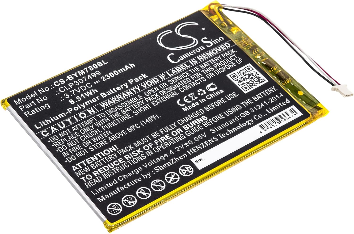Cameron Sino NEW Replacement Battery Fit for Boyue likebook Mars 7.8"(2300mAh / 8.51Wh)