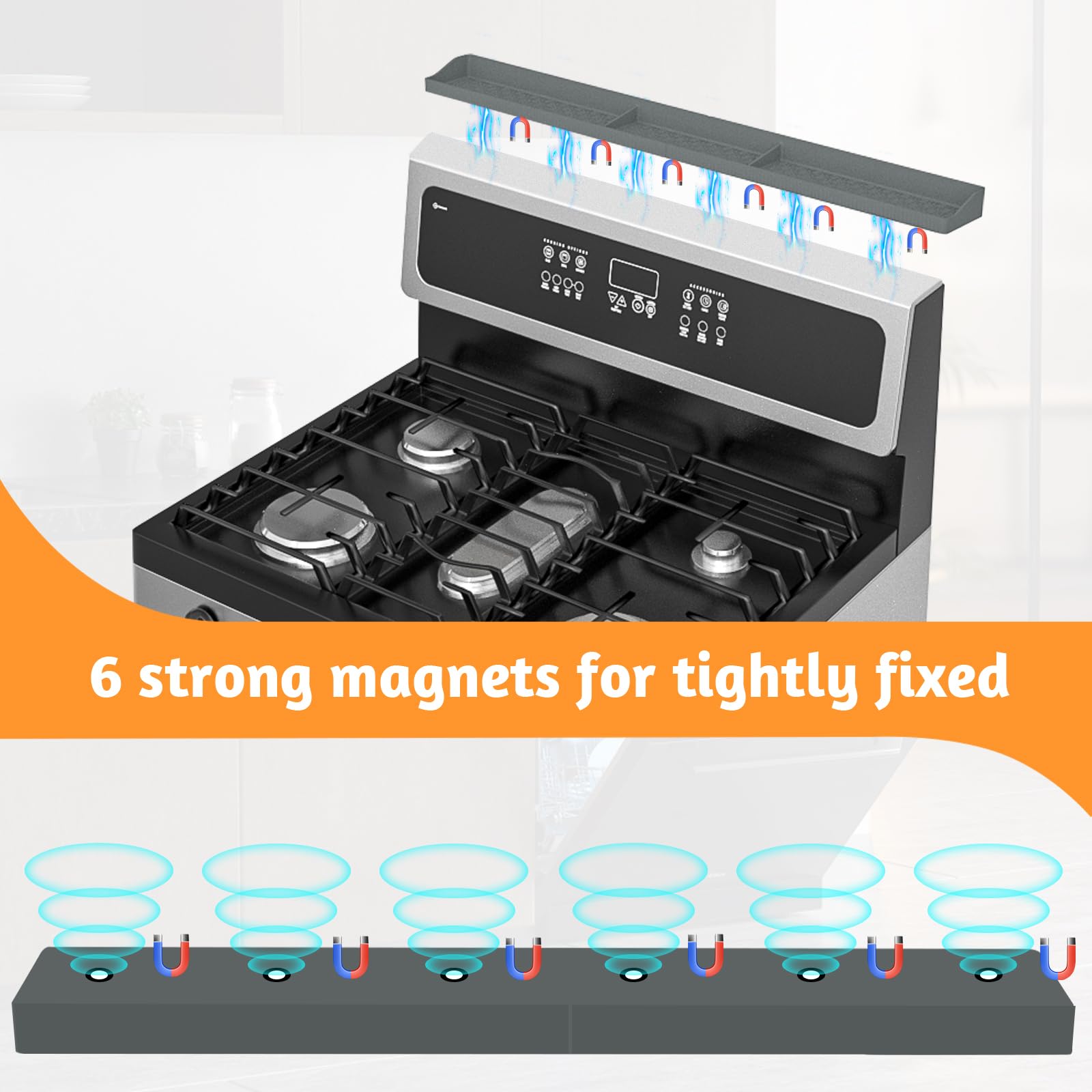 Magnetisches Silikon-Herdregal – 38,1 Cm Hitzebeständiger Organizer Für Gewürze Hinter Dem Herd