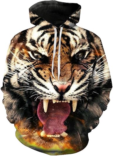 3d tiger moletom com capuz