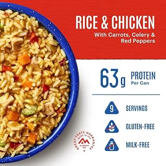 Mountain House Freeze-Dried Rice and Chicken with Carrots, Celery & Red Peppers #10 Can 54 Total Servings (6 Cans, 9 Servings Each) Gluten-Free, Dairy-Free Emergency Survival Canned Food Long-Term Storage Meal for Camping & Hiking Made in USA