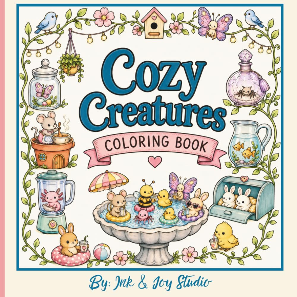 Cozy Creatures Coloring Book: A Whimsical Tiny Worlds Coloring Book Featuring Adorable Animals in Cozy Little Homes