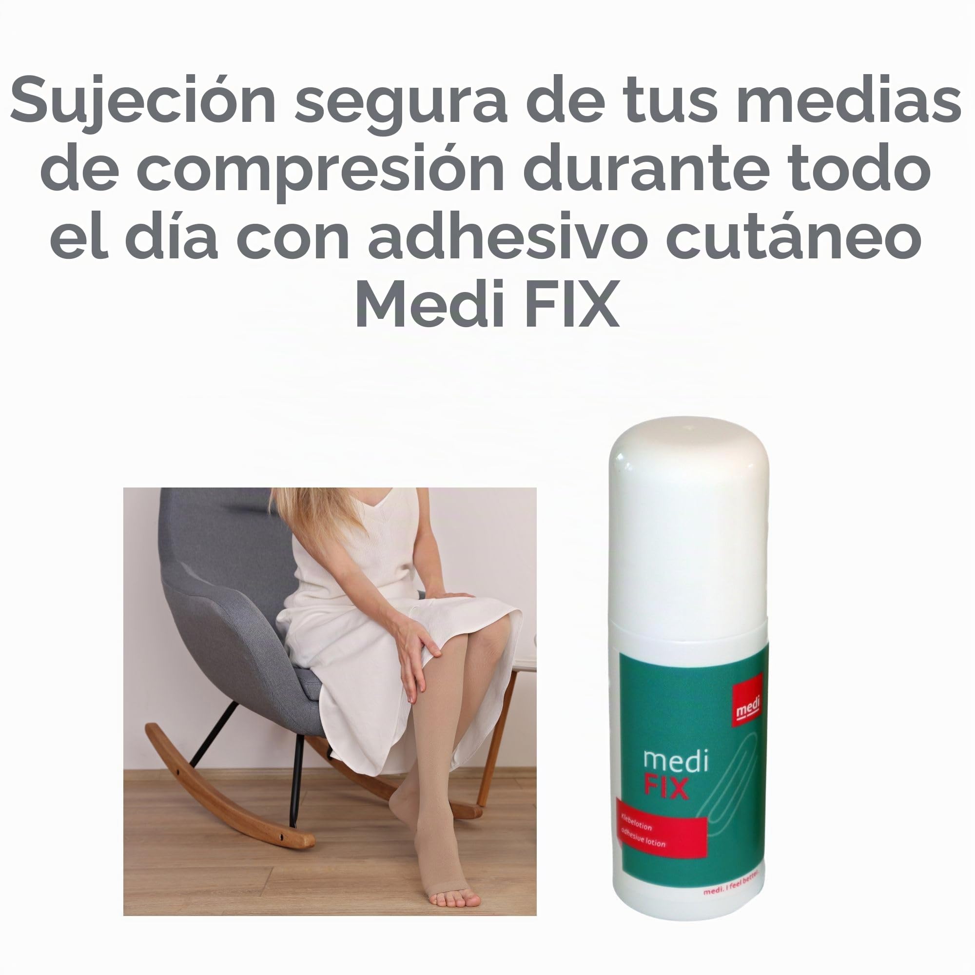 Medi Fix adhesivo cutáneo - loción adhesiva para una sujeción segura de las medias de compresión incluyendo la malla de lavandería Olanmarp - 50 ml
