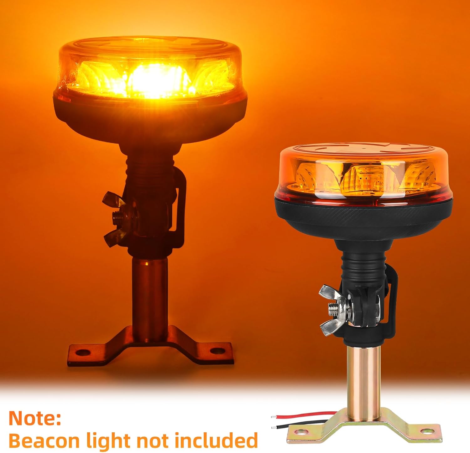 Tractor Beacon Light Bracket, Metal Mount with Wire for Forklift Truck Flashing Rotating Warning Light - T Shape 1Pcs