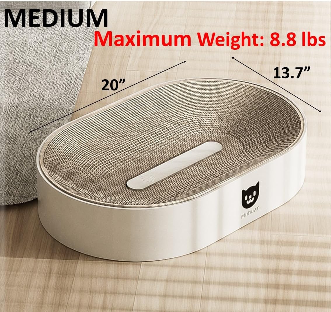 Cat Scratcher Bowl Sleeping Lounge 2 in 1 Oval Kitten Scratching Pad for Indoor Sisal Material (Green Medium)