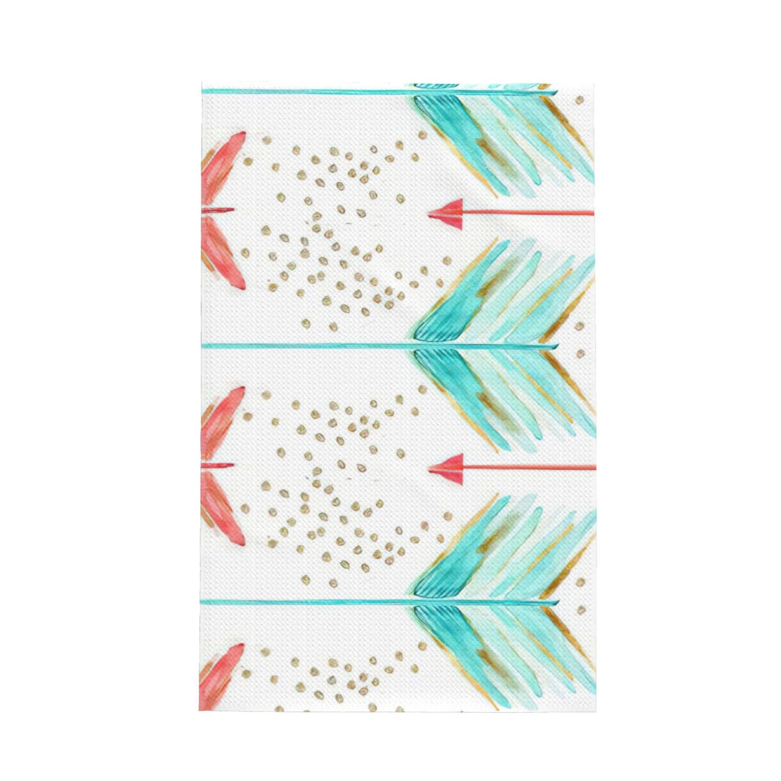 CKGODGF Coral And Teal Arrows Print Absorbent Waffle Dishcloths,Kitchen Towels With Hanging Loops,Tea Towels.