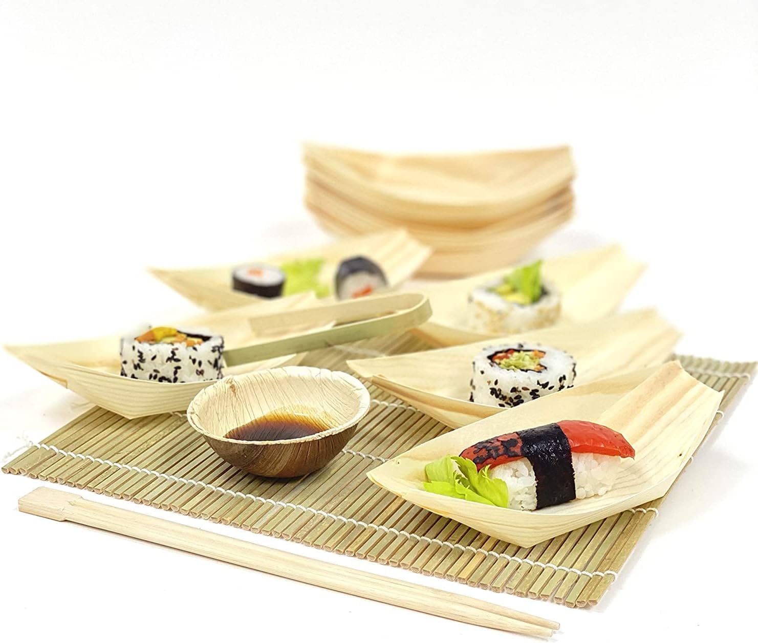 Canape King 1000 pcs Wooden Bamboo Boats - Disposable Pinewood Food Serving Boat - Eco-Friendly Canape, Sushi Serving Trays Perfect for Weddings Birthdays Christmas (S (12 x 6.5cm))