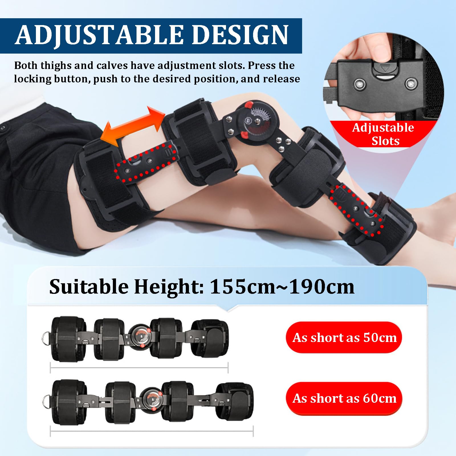 Rodillera de Descarga, Rodillera de Inmovilización de Rodilla Ajustable de Aleación con Funda Interior Transpirable, Rodillera Profesional para Pierna