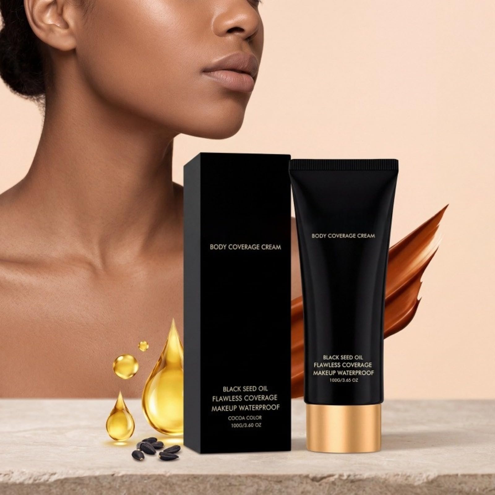 Waterproof Leg & Body Makeup, Blemish Covering Foundation, Long Lasting Cream, Waterproof and Transfer Resistant Body Coverage Perfector Long-Lasting Sweat
