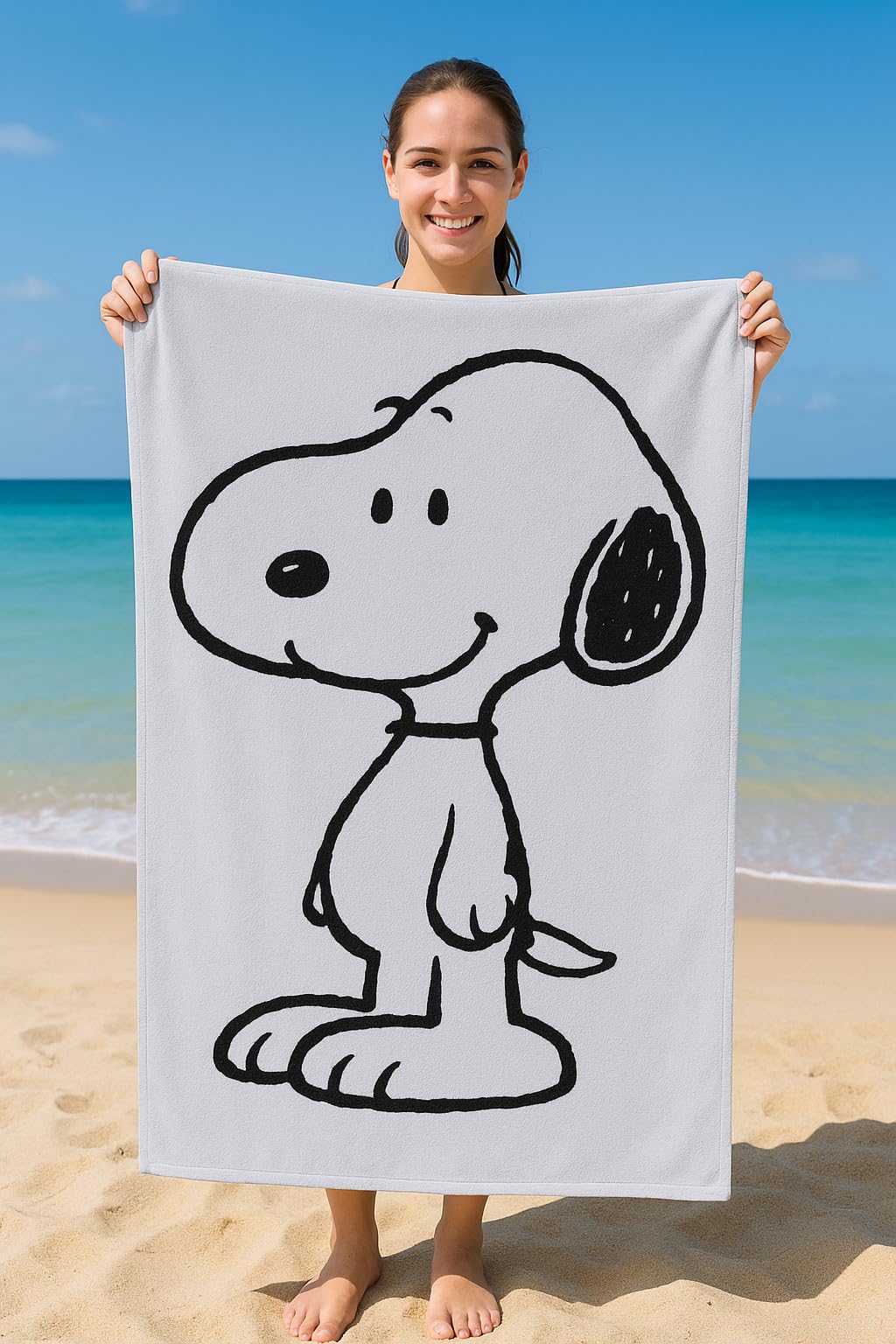 Vossen Snoopy Beach Badetuch Black/White 100x180